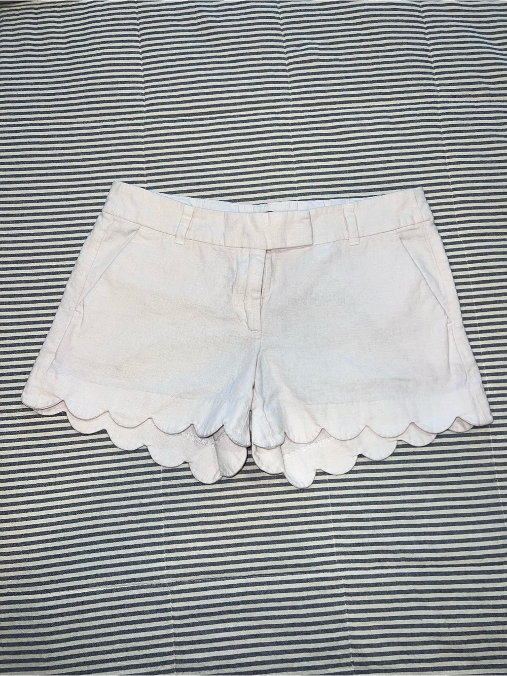 J.Crew Blush Pink Scalloped Hem Linen Shorts